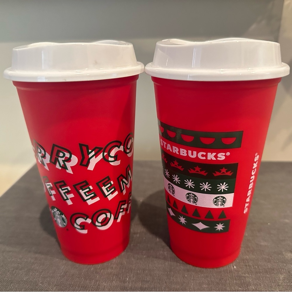 2019 & 2020 Starbucks Red Reusable Cups Christmas Holiday Xmas w/ Lids